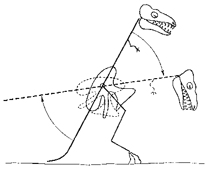 Схема способа нападения крупного карнозавра.